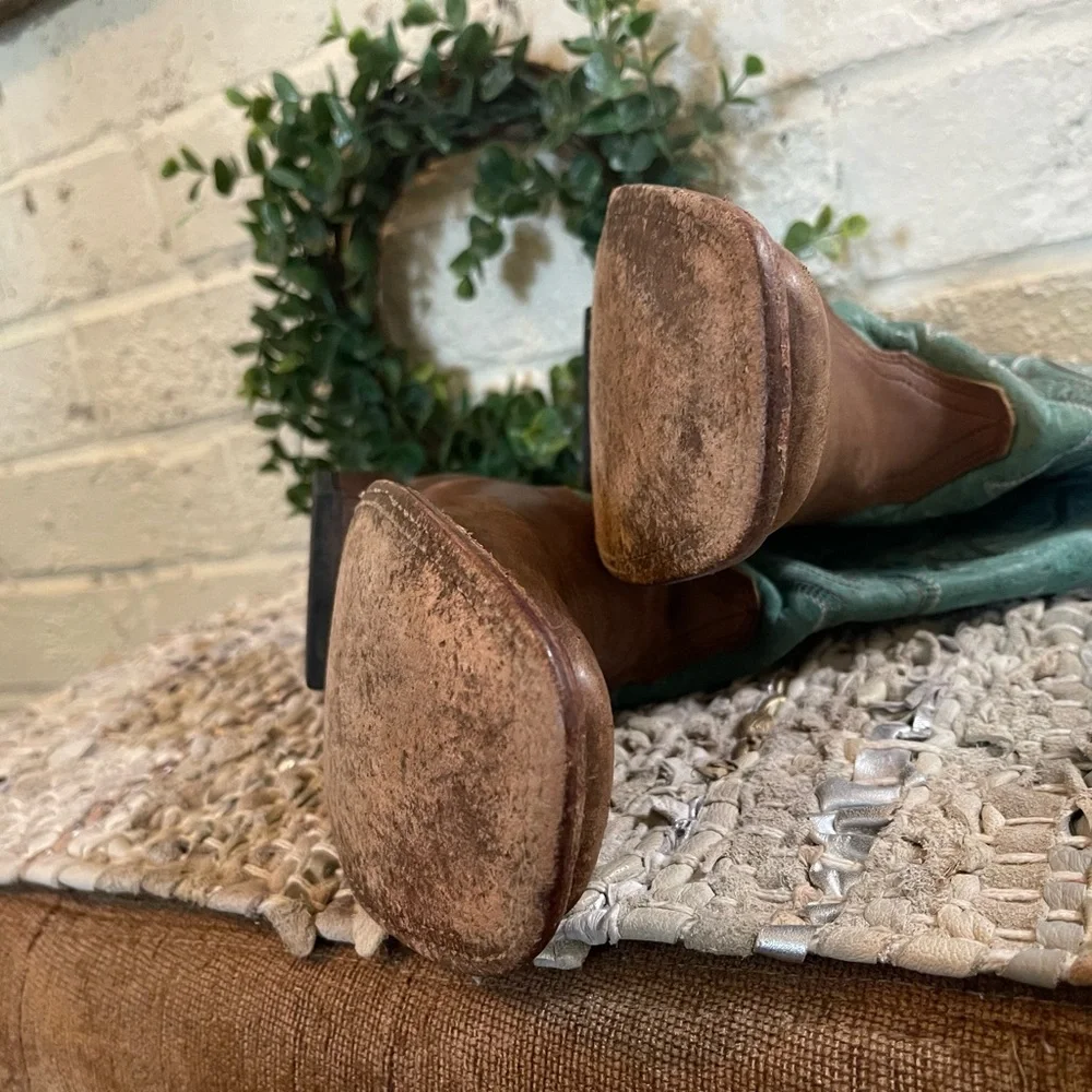 Shyanne Green and Brown Heeled Boots - Picture 10 of 11